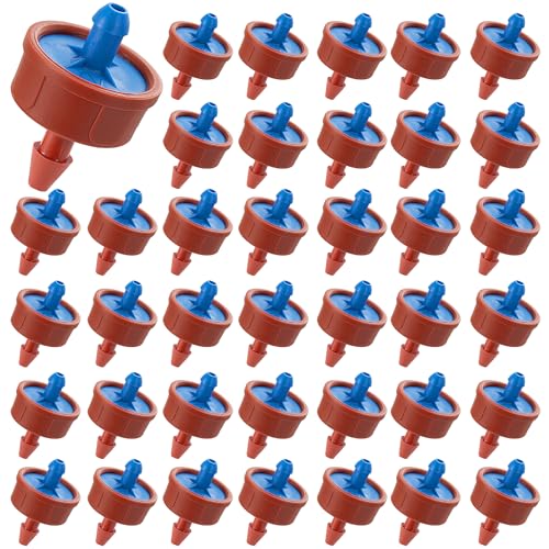60 Stück 2 L/H Druckkompensation Bewässerungs-Spot-Tropfer, Constant Flow Bewässerungs-Tropfer-Emitterköpfe Teile für 1/4 Zoll Bewässerungsrohrleitung für Gartentöpfe Pflanzen Bewässerungssysteme von FULAIERGD