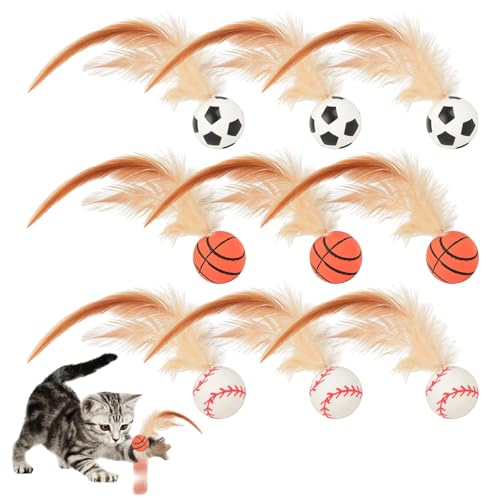 FULHANY 9 StüCk Katzenspielzeug Ball - Katzen Spielzeug - Katzenspielzeug Feder - 2025 Neu Mit Feder-, FußBall-, Basketball- Und Baseball-Formen Zum Spielen FüR Katzen Im Haus FULHANY 9 StüCk Katzenspielzeug Ball - Katzen Spielzeug - Katzenspielzeug Feder - 2025 Neu Mit Feder-, FußBall-, Basketball- Und Baseball-Formen Zum Spielen FüR Katzen Im Haus von FULHANY
