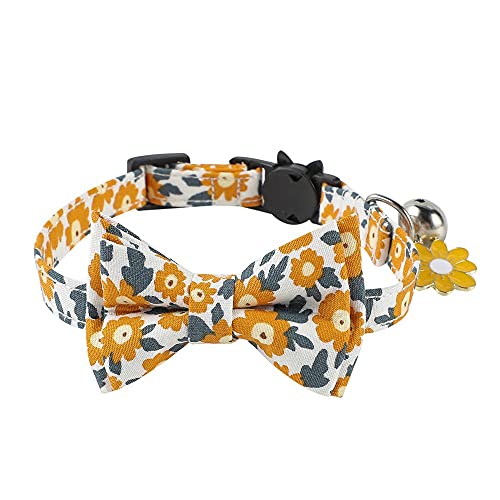 FUNA Collare per Gatti Con Fiocco Rimovibile, Kleine Blumenglocke Katzenhalsband, Baumwolle Bogen Kragen Geeignet für Katzen FUNA Collare per Gatti Con Fiocco Rimovibile, Kleine Blumenglocke Katzenhalsband, Baumwolle Bogen Kragen Geeignet für Katzen von FUNAT