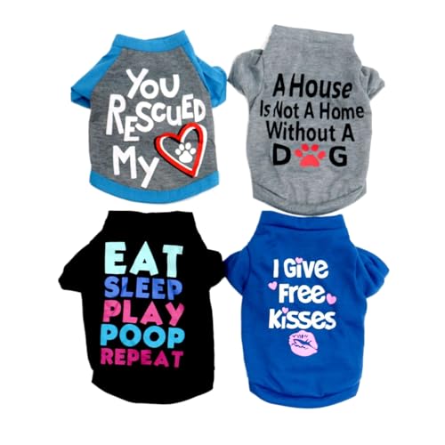 FUNAT Atmungsaktive Haustier T-Shirts, Sommer ärmelloses dünnes Design, Polyester Druck Hund Shirts für kleine Hunde Chihuahua Welpen Kleidung von FUNAT