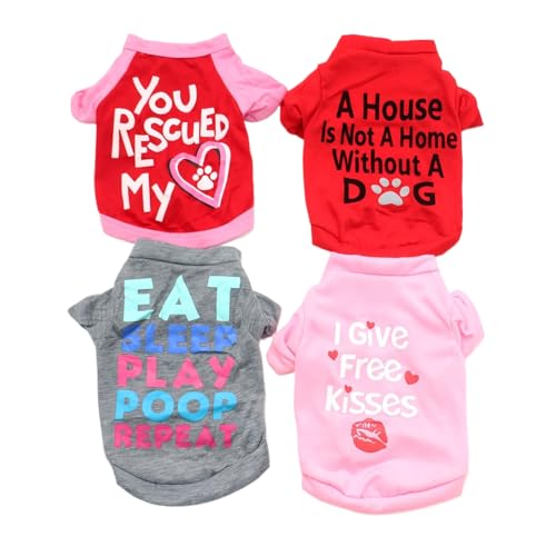 FUNAT Atmungsaktive Haustier T-Shirts, Sommer ärmelloses dünnes Design, Polyester Druck Hund Shirts für kleine Hunde Chihuahua Welpen Kleidung von FUNAT