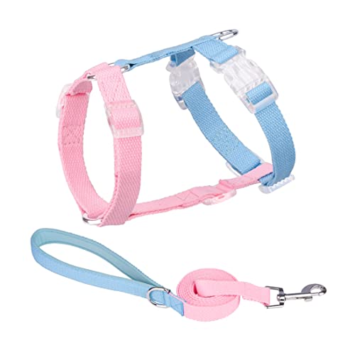 FUNAT Farbe Hund Schleppband Brustgurt, Kontrast Tierhalsband Zugseil-Set für Harness, Einfache und stilvolle Macaron Halsband Geeignet für Katzen Hunde von FUNAT