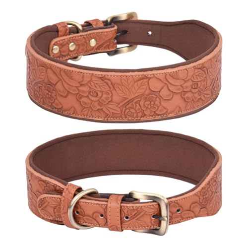 FUNAT Großes Hundehalsband im Freien, Raum Baumwolle Gefüttert Hund Halsband, Gedrucktes Leder Haustier Halsband, PU Leder Halsband für Mittlere und Große Hunde FUNAT Großes Hundehalsband im Freien, Raum Baumwolle Gefüttert Hund Halsband, Gedrucktes Leder Haustier Halsband, PU Leder Halsband für Mittlere und Große Hunde von FUNAT