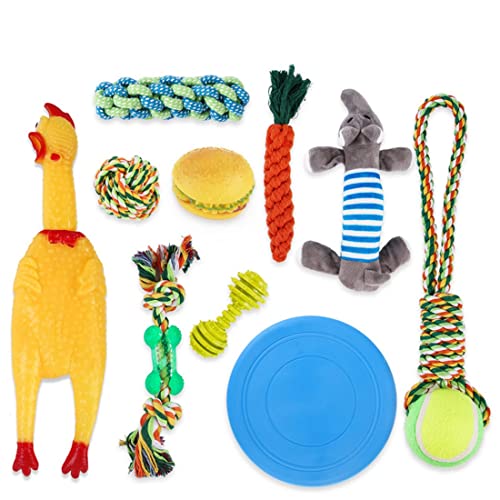 FUNAT Haustier Molares Baumwollseil-Spielzeug, Flechtendes Hunde-Schnüffel-Kauspielzeug, Katzen- und Hundeseilspielzeug, Hundezahnreinigungs-Baumwollseil-Set von FUNAT