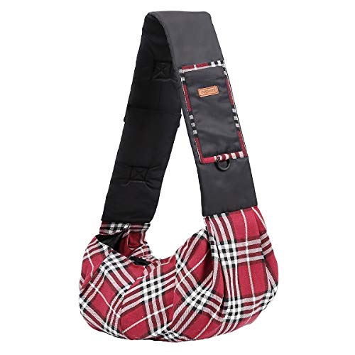 FUNAT Haustier Sling Tragetasche, Klassisches Kariertes Design Hund Katzentasche Schulter Haustier Träger, Katzen Hunderucksack, Haustier Umhängetasche von FUNAT