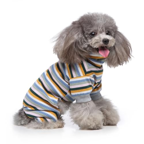FUNAT Haustierbekleidung und Heimbekleidung, Gestreifte Hundebekleidung Pyjamas, High Collar Haustier Hundebekleidung Vier Beinige Kleidung von FUNAT