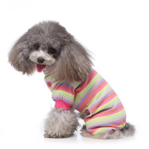 FUNAT Haustierbekleidung und Heimbekleidung, Gestreifte Hundebekleidung Pyjamas, High Collar Haustier Hundebekleidung Vier Beinige Kleidung von FUNAT