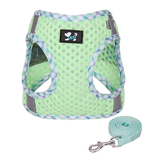 FUNAT Hund Atmungsaktives Mesh Harness Traktion Seil Set, Haustier Große Maschen Reflektierender Brustgurt, Hundeweste Geschirr aus atmungsaktivem Air Mesh von FUNAT