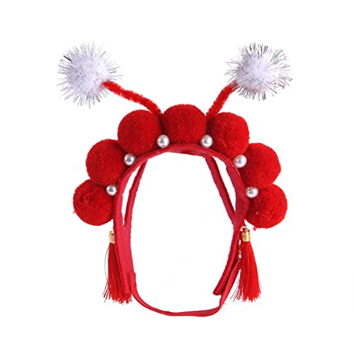 FUNAT Hund Chinoiserie Hut, Peking Opera Hundehut, Haustier Lustiger Kopfschmuck, Kopfbedeckung Kostüm Zubehör für Geburtstag Halloween Weihnachten Neujahr von FUNAT