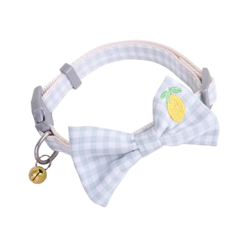 FUNAT Hund Gesticktes Halsband, Haustier Obstbogen Kleiner Hundehalsring, Katze Fliege Kragen mit Glocke Obst Muster Katze Plaid Kragen von FUNAT