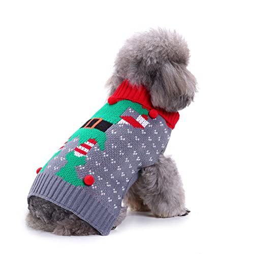 FUNAT Hund warme Pullover, Das gestreifte Halsband des Hundes, Weihnachten Schneeflocke Hund Herbst Winter Pullover von FUNAT