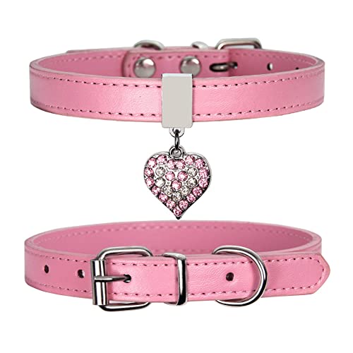 FUNAT Hundehalsband Haustier Hundeleine, Strass-Herz-Hundehalsband, Einfaches verstellbares PU-Halsband für Katze und Hund FUNAT Hundehalsband Haustier Hundeleine, Strass-Herz-Hundehalsband, Einfaches verstellbares PU-Halsband für Katze und Hund von FUNAT