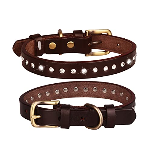 FUNAT Hundehalsband aus Leder, Rindsleder Vintage Hundehalsband mit Oberschicht, Rind Lederhalsband mit Strass Hundehalsband FUNAT Hundehalsband aus Leder, Rindsleder Vintage Hundehalsband mit Oberschicht, Rind Lederhalsband mit Strass Hundehalsband von FUNAT