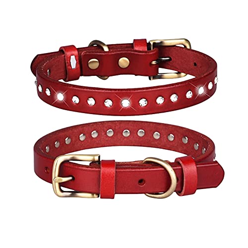 FUNAT Hundehalsband aus Leder, Rindsleder Vintage Hundehalsband mit Oberschicht, Rind Lederhalsband mit Strass Hundehalsband FUNAT Hundehalsband aus Leder, Rindsleder Vintage Hundehalsband mit Oberschicht, Rind Lederhalsband mit Strass Hundehalsband von FUNAT