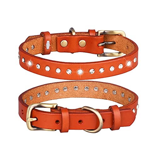 FUNAT Rindsleder Vintage Hundehalsband Mit Oberschicht Und Strass - Lederhalsband von FUNAT