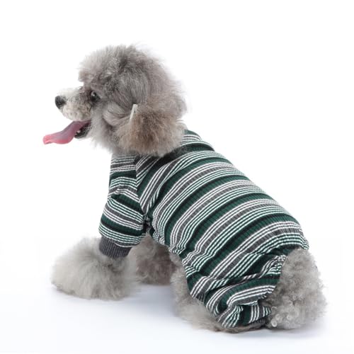 FUNAT Hundepyjama mit Streifen, Haustier Home Kleidung Warmer Pullover, Hund chirurgischer Recovery Anzug, Hund Pullover ist für kleine und mittlere Hunde geeignet von FUNAT