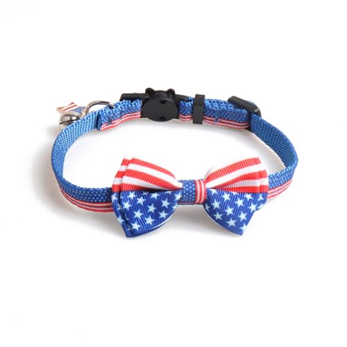FUNAT Katzenhalsband zum Unabhängigkeitstag mit Schleife, Haustier Halsband Amerikanische Flagge gewebte Katzenhalsband, verstellbares Halsband für Katzen und kleine mittlere Hunde FUNAT Katzenhalsband zum Unabhängigkeitstag mit Schleife, Haustier Halsband Amerikanische Flagge gewebte Katzenhalsband, verstellbares Halsband für Katzen und kleine mittlere Hunde von FUNAT