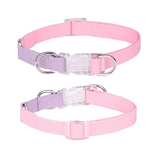 FUNAT Polyester Gurtband Hundehalsband, Kontrasttierhalsband Zugseil-Set für Harness, Einfache und stilvolle Macaron Halsband Geeignet für Katzen Hunde von FUNAT