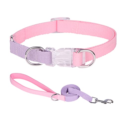 FUNAT Polyester Gurtband Hundehalsband, Kontrasttierhalsband Zugseil-Set für Harness, Einfache und stilvolle Macaron Halsband Geeignet für Katzen Hunde von FUNAT