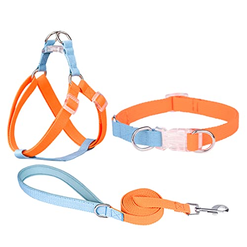 FUNAT Polyester Gurtband Hundehalsband, Kontrasttierhalsband Zugseil-Set für Harness, Einfache und stilvolle Macaron Halsband Geeignet für Katzen Hunde von FUNAT