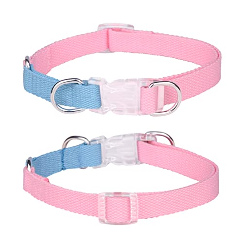 FUNAT Polyester Gurtband Hundehalsband, Kontrasttierhalsband Zugseil-Set für Harness, Einfache und stilvolle Macaron Halsband Geeignet für Katzen Hunde von FUNAT