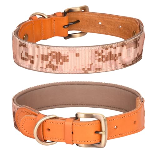FUNAT Space Baumwolle Hundehalsband, Mittlere bis Große Halsbänder aus Echtem Leder, Farbblocking Outdoor taktisches Hundehalsband FUNAT Space Baumwolle Hundehalsband, Mittlere bis Große Halsbänder aus Echtem Leder, Farbblocking Outdoor taktisches Hundehalsband von FUNAT