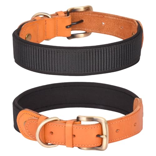 FUNAT Space Baumwolle Hundehalsband, Mittlere bis Große Halsbänder aus Echtem Leder, Farbblocking Outdoor taktisches Hundehalsband FUNAT Space Baumwolle Hundehalsband, Mittlere bis Große Halsbänder aus Echtem Leder, Farbblocking Outdoor taktisches Hundehalsband von FUNAT