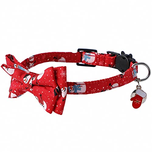 FUNAT Weihnachten Katze Halsbänder mit Fliege und Glocke, Breakaway Kätzchen Halsband für Katzen, Schneemann Haustier Bowknot Bell Katze Halsband 1.0 * 28cm FUNAT Weihnachten Katze Halsbänder mit Fliege und Glocke, Breakaway Kätzchen Halsband für Katzen, Schneemann Haustier Bowknot Bell Katze Halsband 1.0 * 28cm von FUNAT