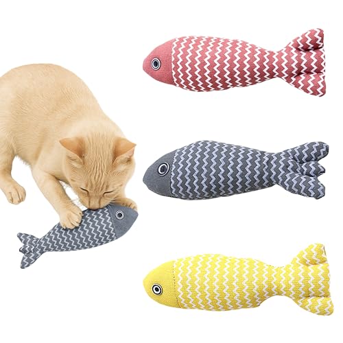 FUNFY Pet Toys für Katzen | 3er-Pack Fisch-Katzenminze-Knitter-Sound, weich und haltbar, interaktiv, Plüsch-Kissen für Wohnungskatzen | Haustier Zahnen, Kauen, Spielen Spielzeug FUNFY Pet Toys für Katzen | 3er-Pack Fisch-Katzenminze-Knitter-Sound, weich und haltbar, interaktiv, Plüsch-Kissen für Wohnungskatzen | Haustier Zahnen, Kauen, Spielen Spielzeug von FUNFY