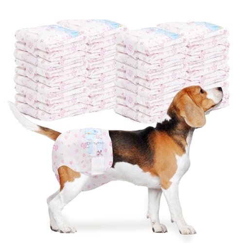 Einweg-Hundewindeln für Damen, 90 Stück, für weibliche Welpen, Taille 34–50 cm, super saugfähig, große Hundewindeln für Hitze, erregendes Wasserlassen oder Inkontinenz, Rosa Einweg-Hundewindeln für Damen, 90 Stück, für weibliche Welpen, Taille 34–50 cm, super saugfähig, große Hundewindeln für Hitze, erregendes Wasserlassen oder Inkontinenz, Rosa von FUNLIYING