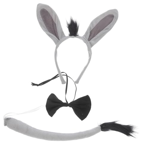 FUNNETOYU Esel Kostüm Zubehör Set Ohrband Fliege Tier Verkleidung Karneval Party Halloween Cosplay für Erwachsene von FUNNETOYU
