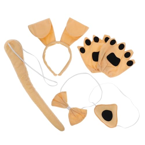 FUNNETOYU Hund Kostüm Set mit Realistischem Hundeohren Stirnband Schleife Handschuhe und Nasenaccessoire Weiches Material für Fasching Party und Rollenspiele Niedliches Tierkostüm für von FUNNETOYU