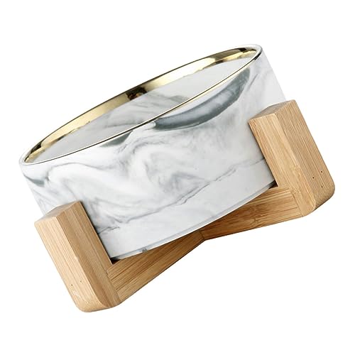 FUNNETOYU Marble Muster Haustiernäpfe mit Holzständer Futter und Wassernapf für Katzen und Hunde Ergonomisch Erhöht für Komfortables Fressen und Trinken mit Goldenen Rändern FUNNETOYU Marble Muster Haustiernäpfe mit Holzständer Futter und Wassernapf für Katzen und Hunde Ergonomisch Erhöht für Komfortables Fressen und Trinken mit Goldenen Rändern von FUNNETOYU