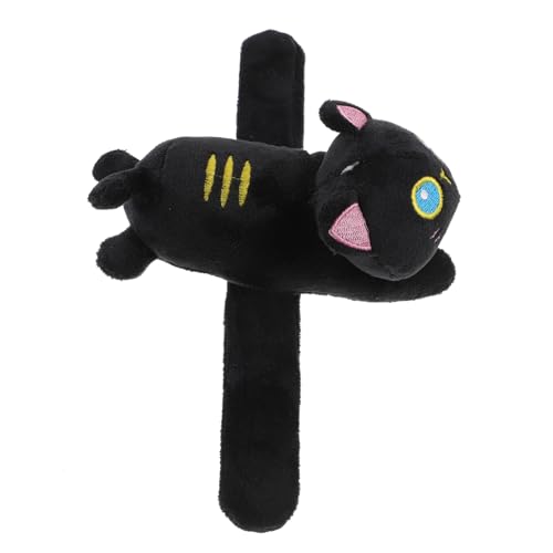 FUNNETOYU Plüschring Plüsch Schwarze Katze Katzenspielzeug für Wohnungskatzen ostergeschenke für Plüsch Katzenarmband Tier-Snap-Armband Tier-Ohrfeigen-Armbänder als Stütze PP Baumwolle von FUNNETOYU