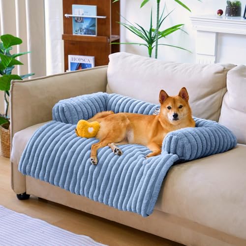 FUNNY FUZZY Haustier-Couchbezug für Sofa, beruhigendes Hundebett für Couch, flauschige Plüsch-Hunde-Couch-Matte für Möbelschutz für große, mittelgroße und kleine Hunde und Katzen, Blau von FUNNY FUZZY