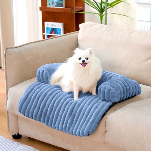 FUNNY FUZZY Haustier-Couchbezug für Sofa, beruhigendes Hundebett für Couch, flauschige Plüsch-Katzenbett-Matte als Möbelschutz für kleine Hunde und Kätzchen, 68 x 61 cm, Blau von FUNNY FUZZY