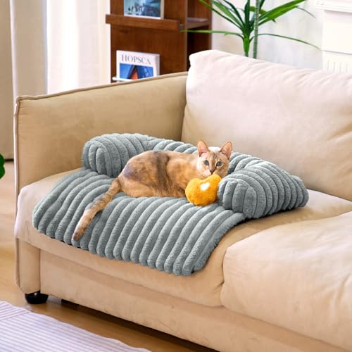 FUNNY FUZZY Haustier-Couchbezug für Sofa, beruhigendes Hundebett für Couch, flauschige Plüsch-Katzenbett-Matte als Möbelschutz für kleine Hunde und Kätzchen, 68 x 61 cm, Nebelgrau FUNNY FUZZY Haustier-Couchbezug für Sofa, beruhigendes Hundebett für Couch, flauschige Plüsch-Katzenbett-Matte als Möbelschutz für kleine Hunde und Kätzchen, 68 x 61 cm, Nebelgrau von FUNNY FUZZY