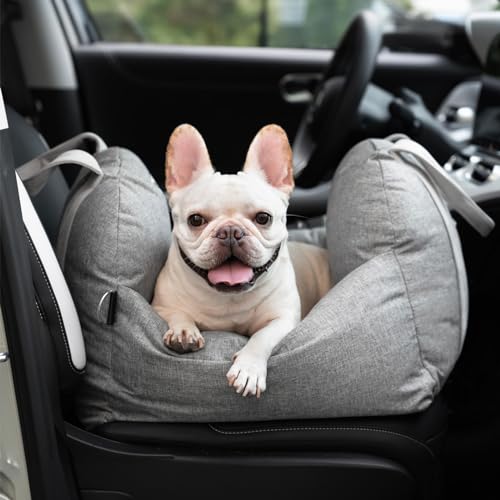 Funny Fuzzy Autositz für kleine Hunde, tragbare Welpen-Sitzerhöhung für das Auto mit Aufbewahrungstasche, Clip-On-Hundeleine, verstellbare Gurte unter 11,3 kg, Hundetasche für Reisen für kleine von FUNNY FUZZY