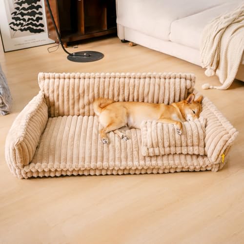 FUNNY FUZZY Hundebett für mittelgroße und große Hunde – Orthopädisches Hundesofa mit abnehmbarem, waschbarem Bezug und rutschfester Unterseite, stützendes Schaumstoff-Haustier-Couchbett, Kamel, Größe FUNNY FUZZY Hundebett für mittelgroße und große Hunde – Orthopädisches Hundesofa mit abnehmbarem, waschbarem Bezug und rutschfester Unterseite, stützendes Schaumstoff-Haustier-Couchbett, Kamel, Größe von FUNNY FUZZY