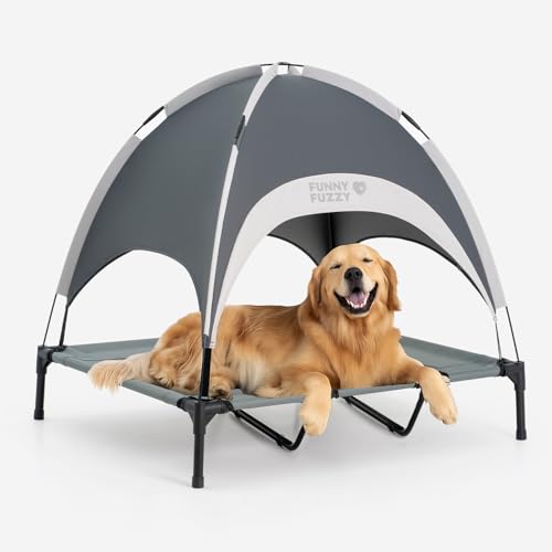 FUNNY FUZZY Kühlendes erhöhtes Hundebett, drinnen und draußen, Grau, Größe XL von FUNNY FUZZY