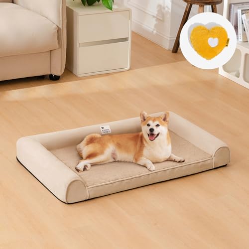 FUNNY FUZZY Orthopädisches Hundebett, Couch-Design, Khaki, 90 x 60 cm von FUNNY FUZZY