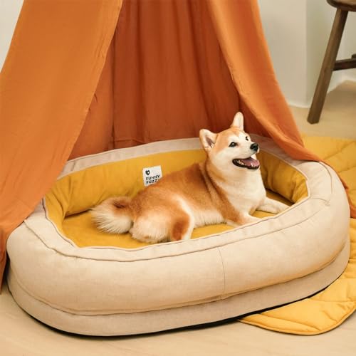 FUNNY FUZZY Hundebett für mittelgroße und große Hunde: Orthopädisches Donut-Haustierbett für Hunde und Katzen, Eierkatzenschaum mit wasserdichtem Futter, abnehmbarer, maschinenwaschbarer von FUNNY FUZZY