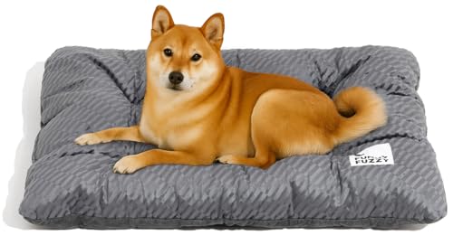 FUNNY FUZZY Waschbares Hundebett, wendbar, Plüsch-Hundekäfig-Matte, weiche, flauschige Hundehütten-Pad, Haustier-Schlafmatratze für extragroße, große und mittelgroße Hunderassen, Indoor-Katzen, 89,9 x von FUNNY FUZZY
