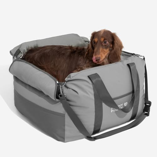 FUNNY FUZZY Wasserdichter Hunde-Autositz für kleine und mittelgroße Hunde bis zu 15,9 kg, abnehmbarer und waschbarer Haustier-Sitzerhöhung mit Leine, dickes Kissen, Aufbewahrungstaschen und FUNNY FUZZY Wasserdichter Hunde-Autositz für kleine und mittelgroße Hunde bis zu 15,9 kg, abnehmbarer und waschbarer Haustier-Sitzerhöhung mit Leine, dickes Kissen, Aufbewahrungstaschen und von FUNNY FUZZY