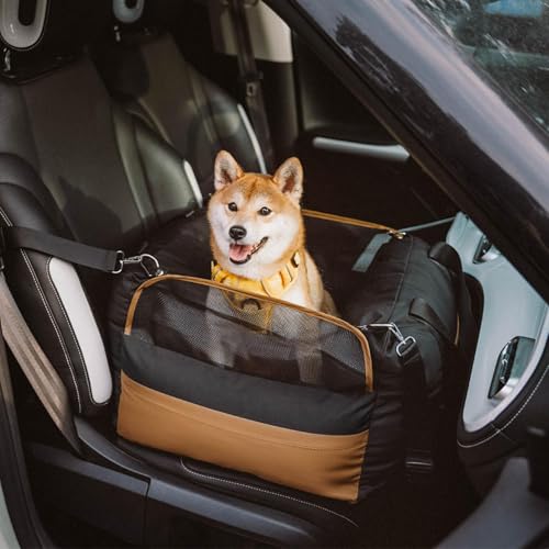 FUNNY FUZZY Wasserdichter Hunde-Autositz für kleine und mittelgroße Hunde bis zu 15,9 kg, vollständig abnehmbare und waschbare Hundetasche und Haustier-Autositzbett mit dickem Kissen, atmungsaktives von FUNNY FUZZY
