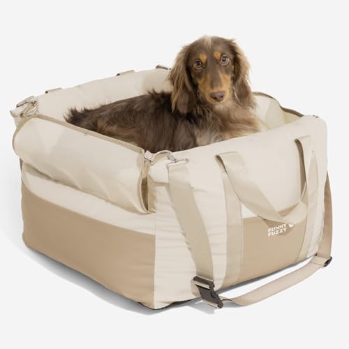 FUNNY FUZZY Wasserdichter Hundeautositz für kleine und mittelgroße Hunde bis zu 15,9 kg, abnehmbarer und waschbarer Haustier-Sitzerhöhung mit Leine, dickes Kissen, Aufbewahrungstaschen und FUNNY FUZZY Wasserdichter Hundeautositz für kleine und mittelgroße Hunde bis zu 15,9 kg, abnehmbarer und waschbarer Haustier-Sitzerhöhung mit Leine, dickes Kissen, Aufbewahrungstaschen und von FUNNY FUZZY