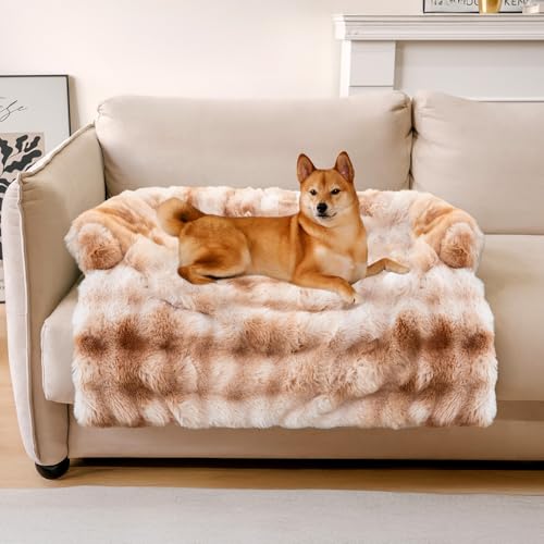 FUNNYFUZZY Beruhigende Hundebett-Matte, flauschiger Couchbezug für Sofa, Möbelschutz mit abnehmbarem, waschbarem Bezug für große, mittelgroße und kleine Hunde und Katzen (Batik, Braun, 84 x 71 x 14 FUNNYFUZZY Beruhigende Hundebett-Matte, flauschiger Couchbezug für Sofa, Möbelschutz mit abnehmbarem, waschbarem Bezug für große, mittelgroße und kleine Hunde und Katzen (Batik, Braun, 84 x 71 x 14 von FUNNY FUZZY