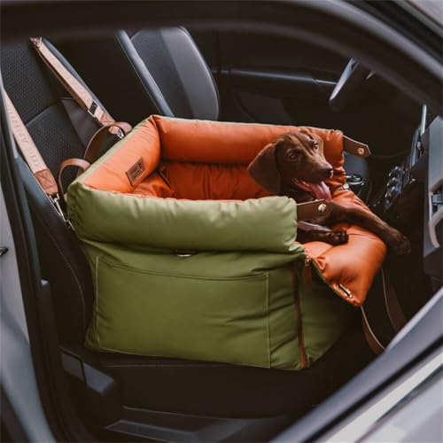 FUNNYFUZZY Hundeautositz für kleine Hunde, wasserdichtes Hunde-Autobett mit Aufbewahrungstasche, Sicherheits-Clip-on-Hundeleine, abnehmbarer tragbarer Haustier-Autositz (Grün, 55 x 50 x 45 cm) FUNNYFUZZY Hundeautositz für kleine Hunde, wasserdichtes Hunde-Autobett mit Aufbewahrungstasche, Sicherheits-Clip-on-Hundeleine, abnehmbarer tragbarer Haustier-Autositz (Grün, 55 x 50 x 45 cm) von FUNNY FUZZY