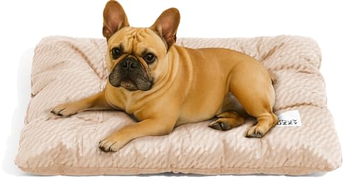 Funny 2-in-1-Hundebett-Matte, waschbar, wendbar, Bodenmatte, flauschige Hundehüttenunterlage für kleine, große Hunde, Indoor-Katzen, Schlafmatratze, 76 x 48 cm, Khaki von FUNNY FUZZY