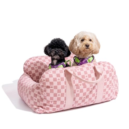 Funny Fuzzy Autositz für kleine Hunde: 2 Sitze, abnehmbarer, waschbarer Hundeautositz, Haustier-Sitzerhöhung mit Aufbewahrungstasche, Sicherheits-Clip-Sicherheitsleine, verstellbarer Gurt für tragbare von FUNNY FUZZY